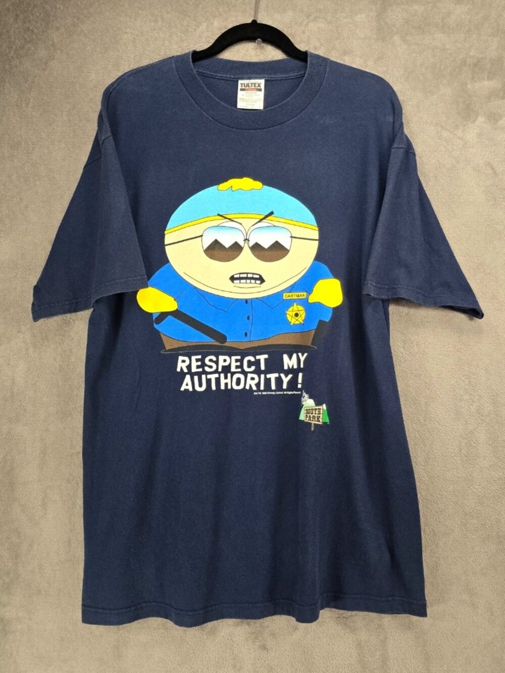 Vintage 1998 South Park Cartman Respect My Authority Tee Shirt Adult Size XL
